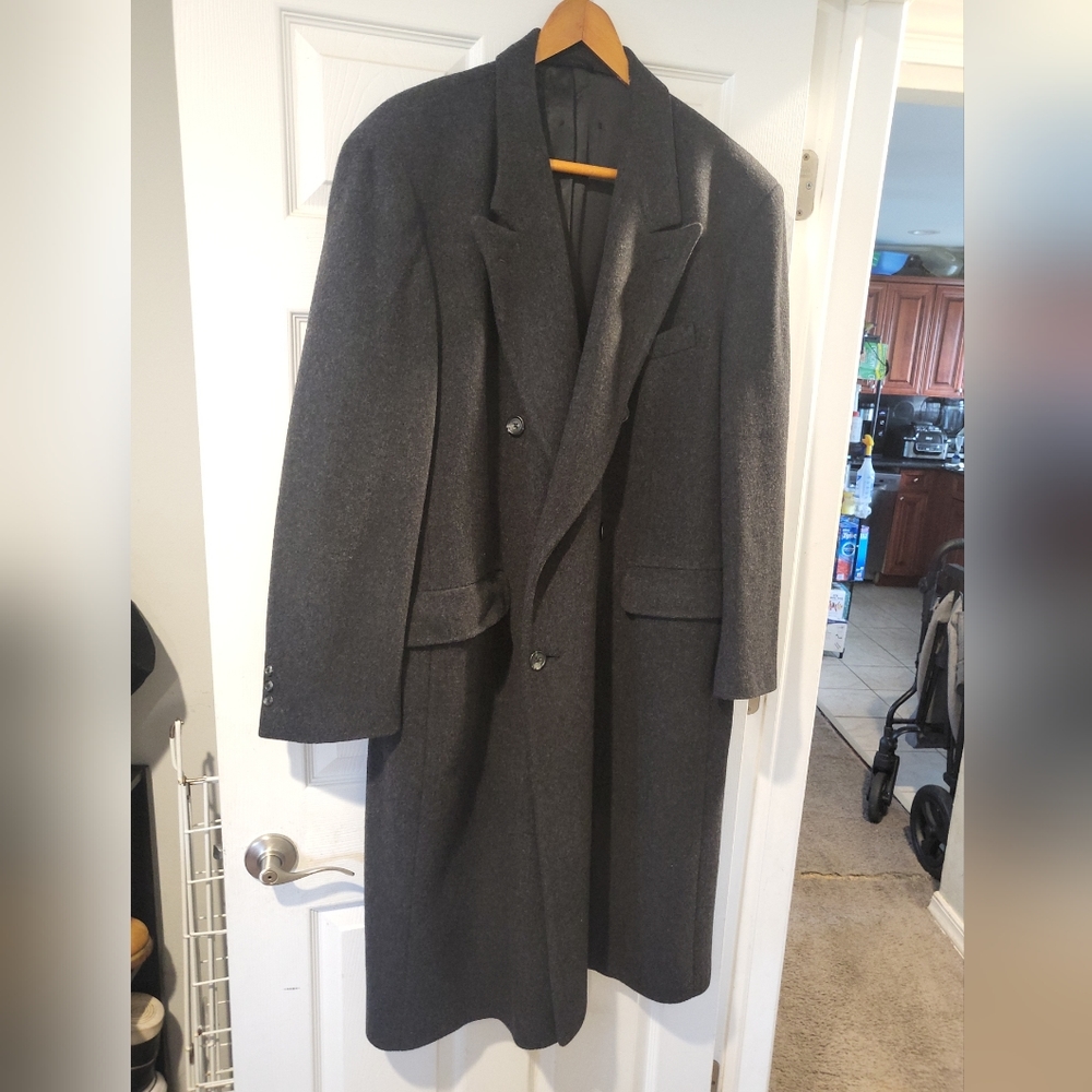 CHRISTIAN DIOR MONSIEUR 100% WOOL DARK GRAY DOUBLE BREASTED COAT 48R